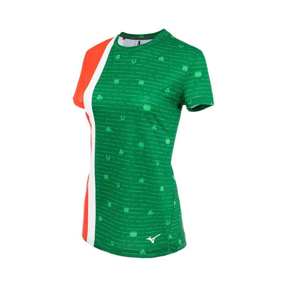 Camiseta Mizuno Printable Short Sleeve - Mulher - Verdes - ROUSI1708